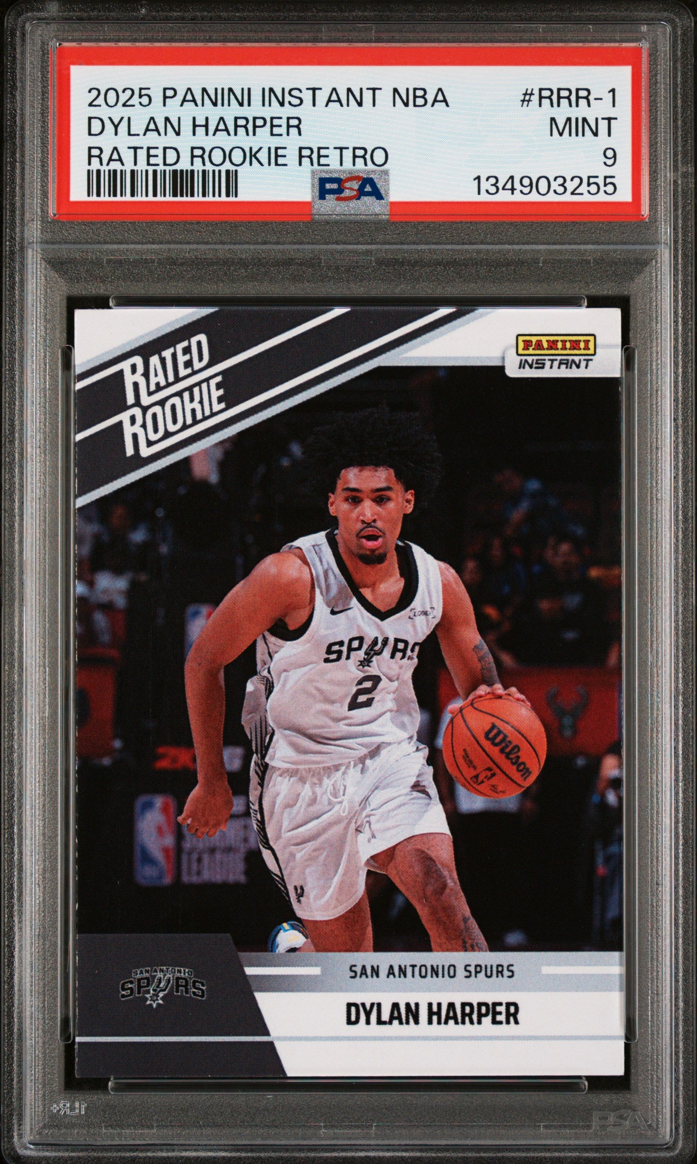 Graded 2025 Panini Instant Dylan Harper #RRR1 Rated Rookie Retro Rookie RC Basketball Card PSA 9 Mint