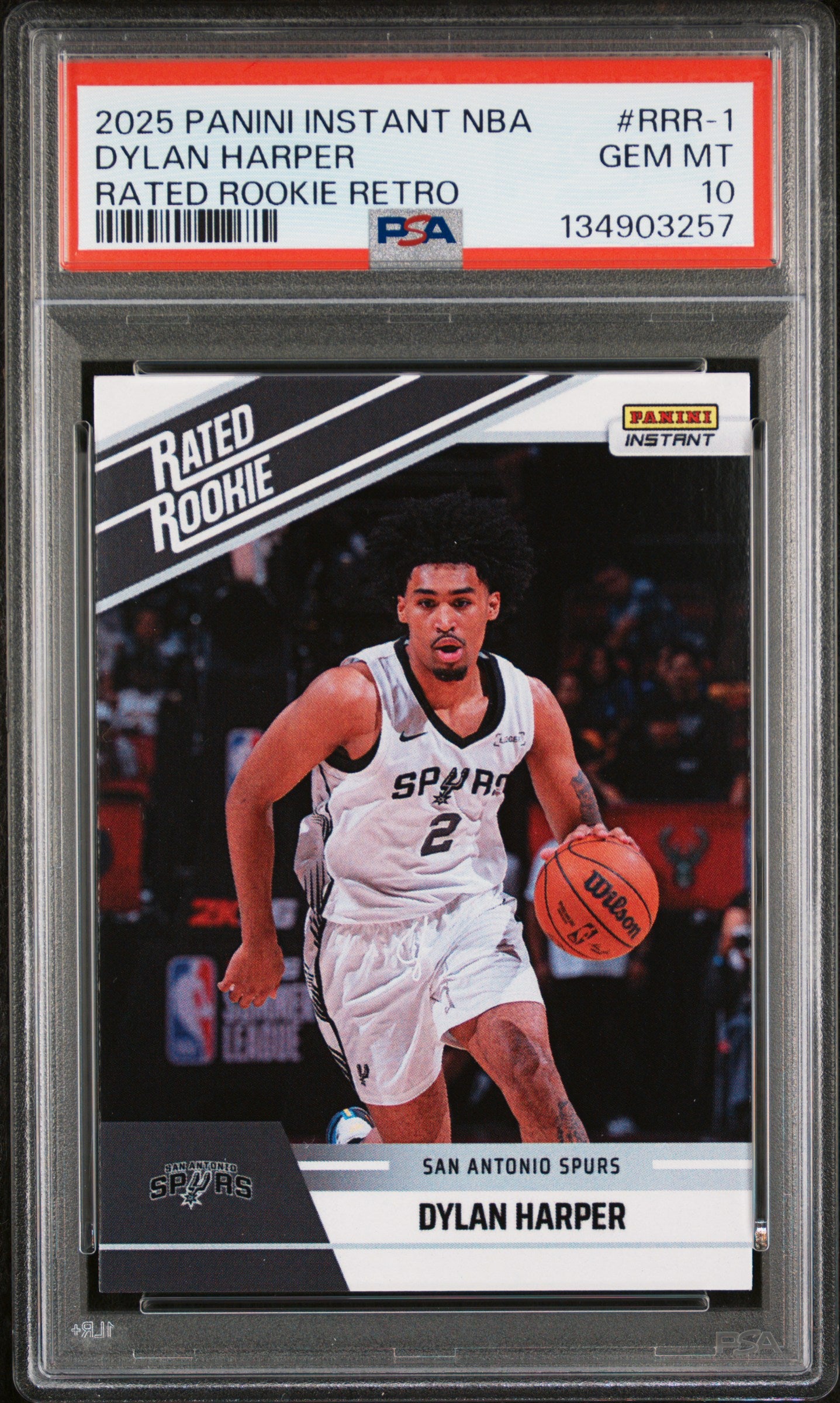Graded 2025 Panini Instant Dylan Harper #RRR1 Rated Rookie Retro Rookie RC Basketball Card PSA 10 Gem Mint