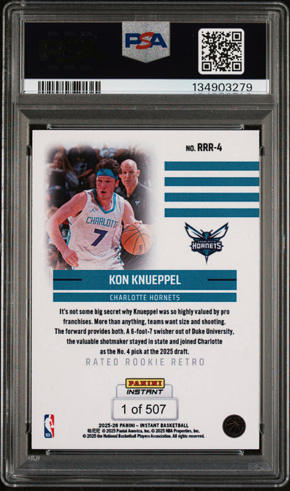Graded 2025 Panini Instant Kon Knueppel #RRR4 Rated Rookie Retro Rookie RC Basketball Card PSA 10 Gem Mint