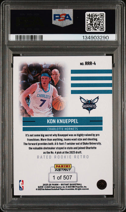 Graded 2025 Panini Instant Kon Knueppel #RRR4 Rated Rookie Retro Rookie RC Basketball Card PSA 9 Mint