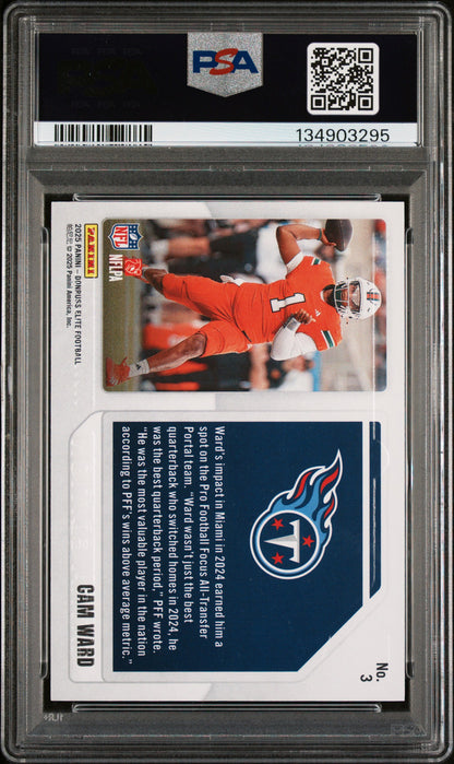 Graded 2025 Panini Donruss Elite Cam Ward #3 Extra Edition /799 Rookie RC Football Card PSA 10 Gem Mint