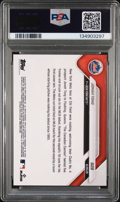 Graded 2025 Topps Now Jonah Tong #628 Rookie RC Baseball Card PSA 9 Mint