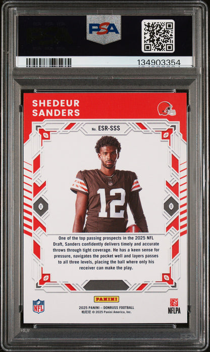 Graded 2025 Panini Donruss Shedeur Sanders #ESRSSS The Elite Series Rookies Rookie RC Football Card PSA 10 Gem Mint