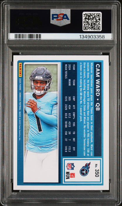Graded 2025 Panini Donruss Cam Ward #350 Rookie RC Football Card PSA 9 Mint