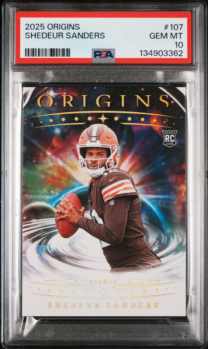 Graded 2025 Panini Origins Shedeur Sanders #107 Rookie RC Football Card PSA 10 Gem Mint
