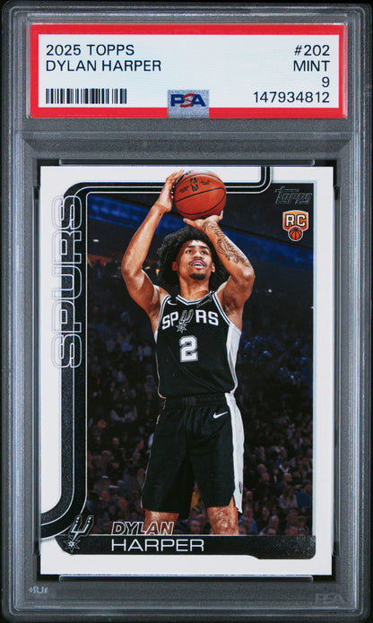 Graded 2025 Topps Dylan Harper #202 Rookie RC Basketball Card PSA 9 Mint