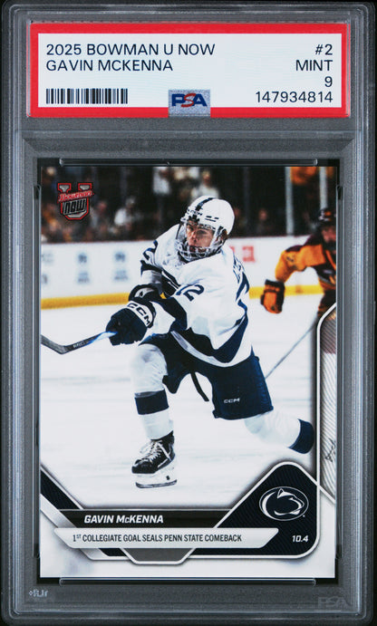 Graded 2025 Topps Bowman U Now Gavin McKenna #2 Rookie RC Hockey Card PSA 9 Mint