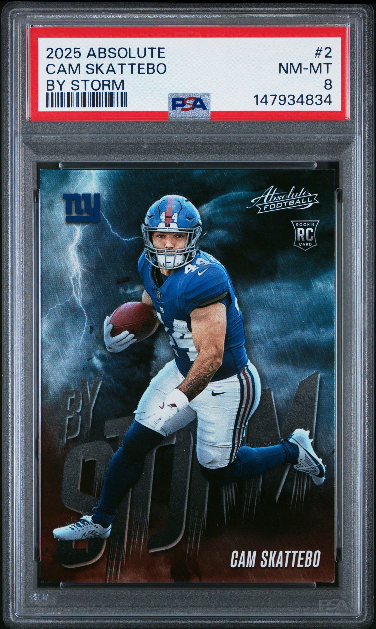 Graded 2025 Panini Absolute Cam Skattebo #2 By Storm Rookie RC Football Card PSA 8 Near Mint
