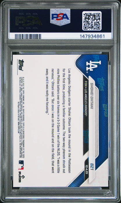 Graded 2025 Topps Now Shohei Ohtani #821 Baseball Card PSA 9 Mint