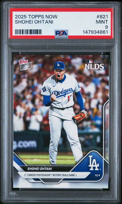 Graded 2025 Topps Now Shohei Ohtani #821 Baseball Card PSA 9 Mint