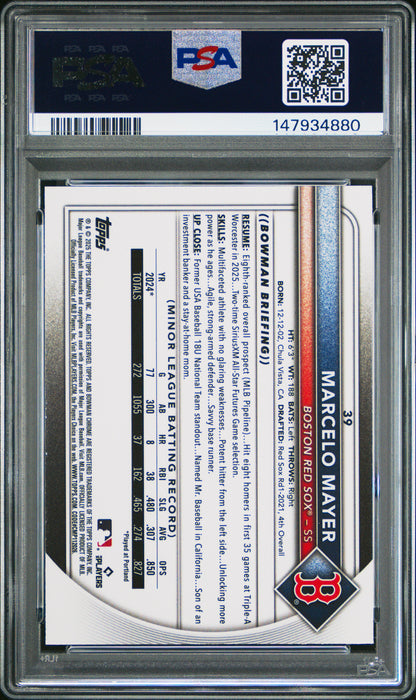 Graded 2025 Topps Bowman Chrome Marcelo Mayer #39 Rookie RC Baseball Card PSA 8 Near Mint