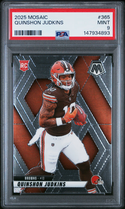 Graded 2025 Panini Mosaic Quinshon Judkins #365 Rookie RC Football Card PSA 9 Mint