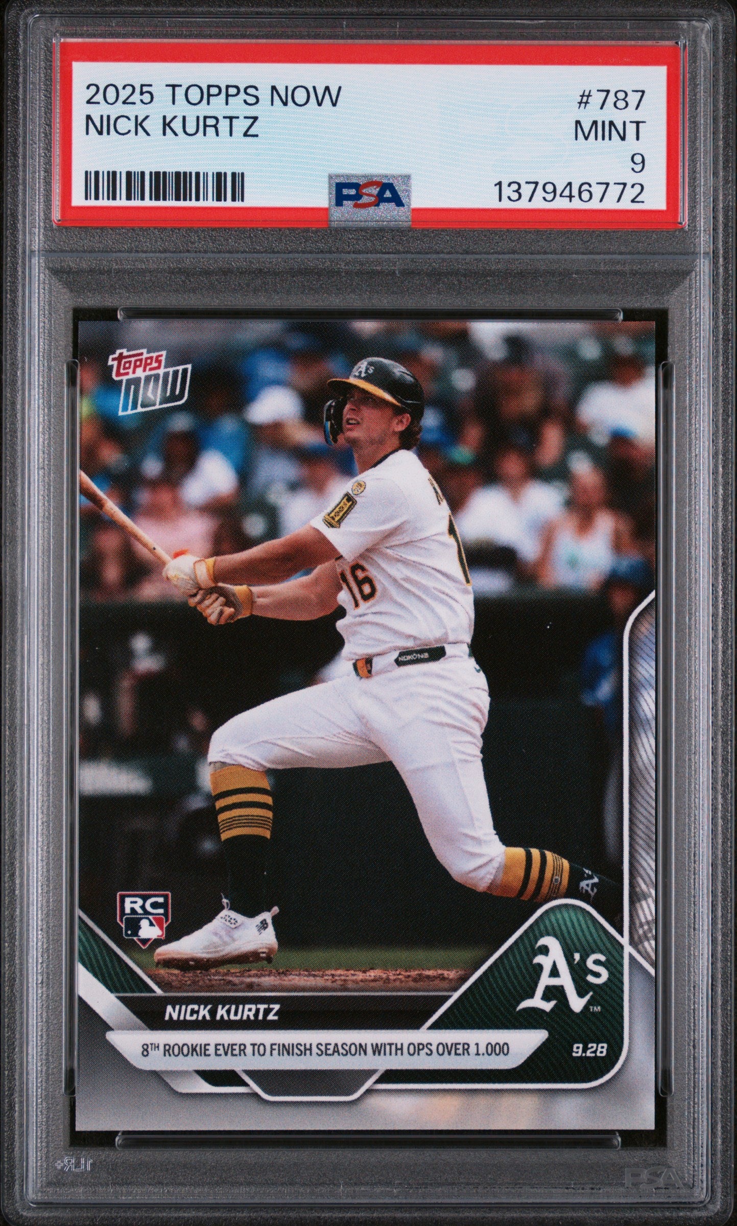 Graded 2025 Topps Now Nick Kurtz #787 Rookie RC Baseball Card PSA 9 Mint