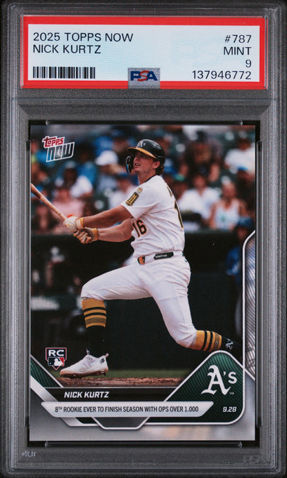 Graded 2025 Topps Now Nick Kurtz #787 Rookie RC Baseball Card PSA 9 Mint