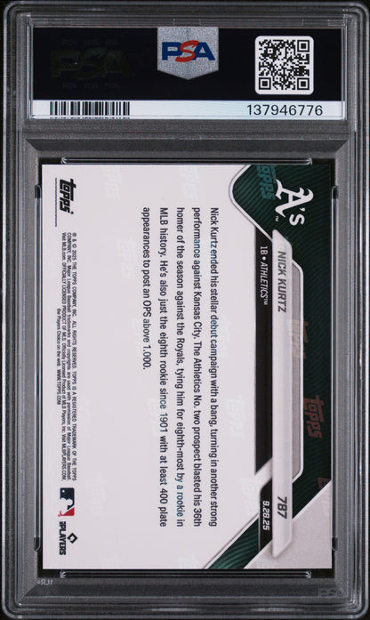 Graded 2025 Topps Now Nick Kurtz #787 Rookie RC Baseball Card PSA 8 Near Mint