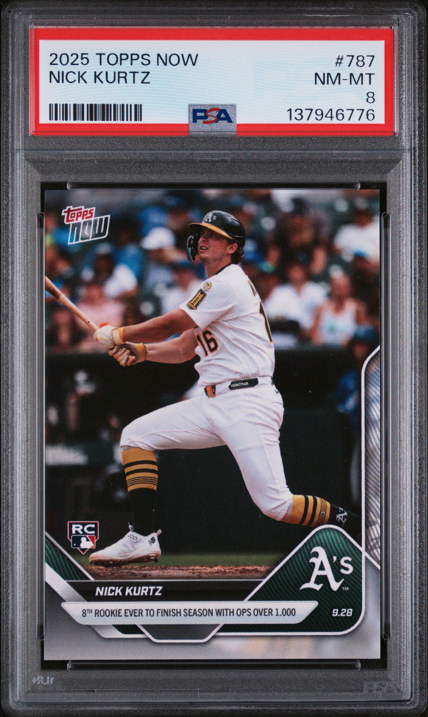 Graded 2025 Topps Now Nick Kurtz #787 Rookie RC Baseball Card PSA 8 Near Mint