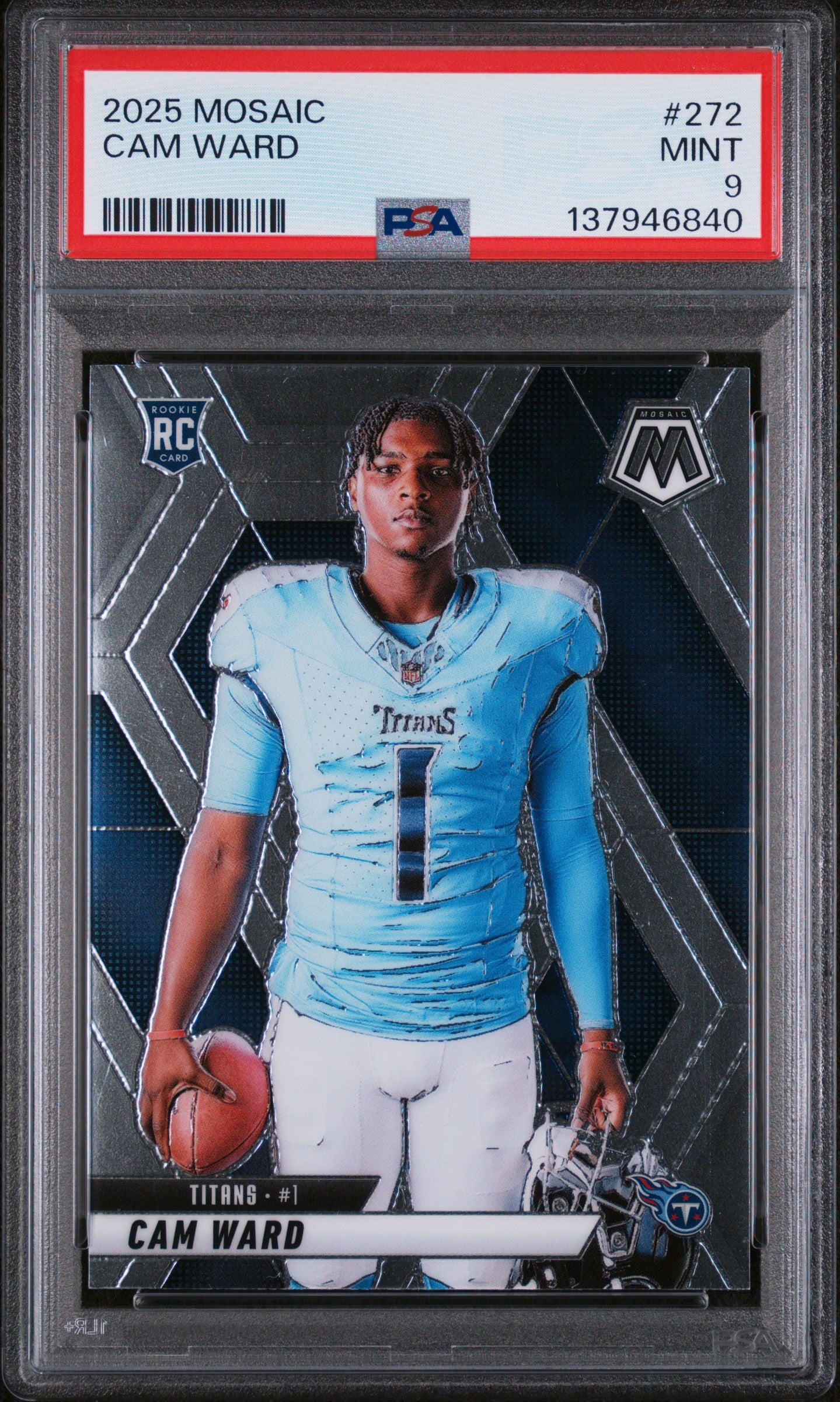 Graded 2025 Panini Mosaic Cam Ward #272 Rookie RC Football Card PSA 9 Mint