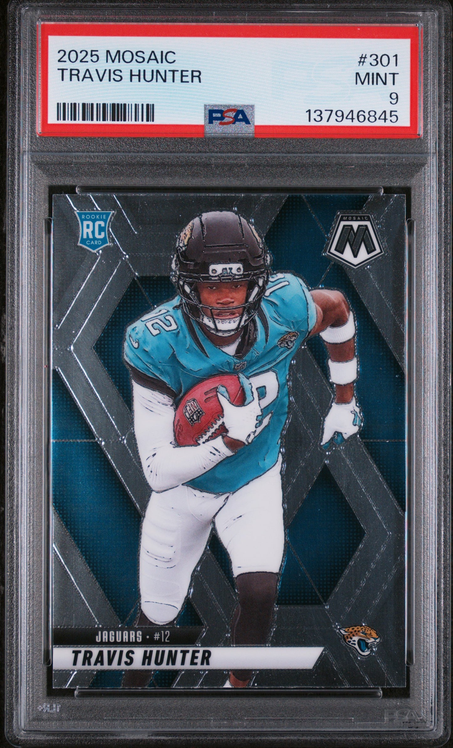 Graded 2025 Panini Mosaic Travis Hunter #301 Rookie RC Football Card PSA 9 Mint