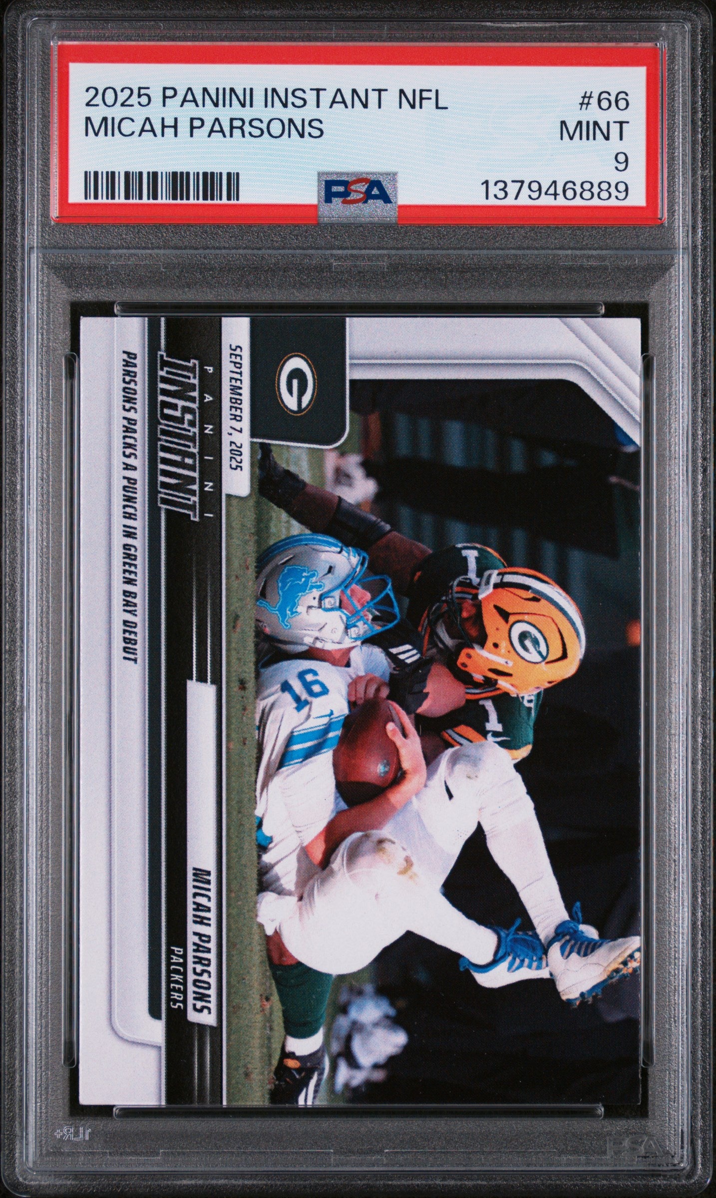 Graded 2025 Panini Instant Micah Parsons #66 Football Card PSA 9 Mint