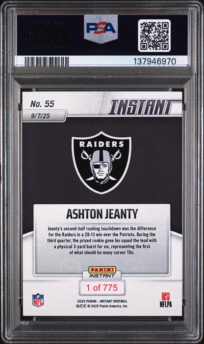 Graded 2025 Panini Instant Ashton Jeanty #55 Rookie RC Football Card PSA 5 Excellent