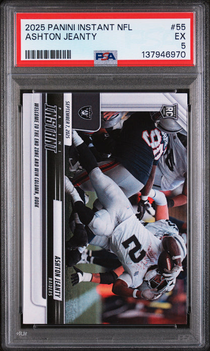 Graded 2025 Panini Instant Ashton Jeanty #55 Rookie RC Football Card PSA 5 Excellent