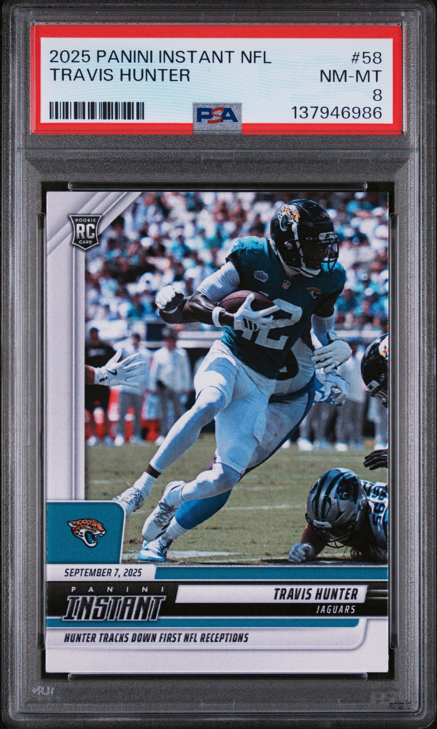 Graded 2025 Panini Instant Travis Hunter #58 Rookie RC Football Card PSA 8 Near Mint