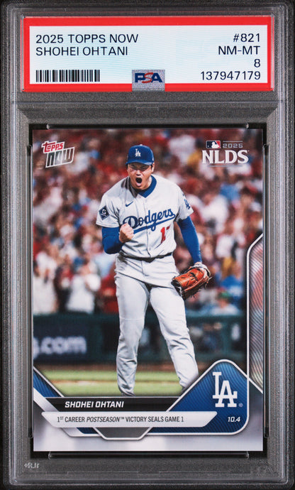 Graded 2025 Topps Now Shohei Ohtani #821 Baseball Card PSA 8 Near Mint