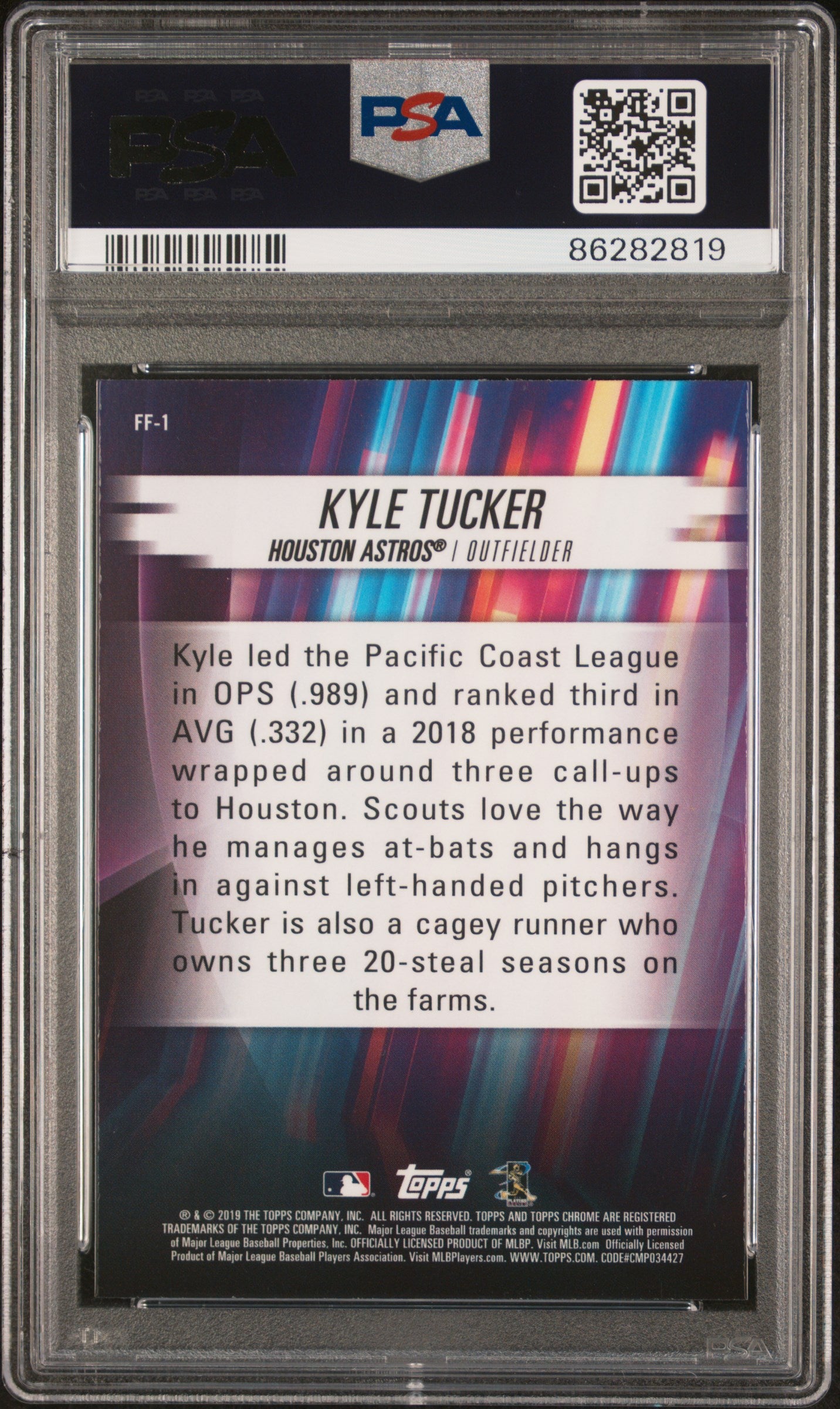 Graded 2019 Topps Chrome Kyle Tucker #FF1 Freshman Flash Rookie RC Baseball Card PSA 10 Gem Mint