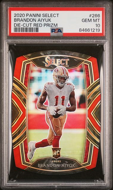 Graded 2020 Panini Select Brandon Aiyuk #266 Die-Cut Red Prizm Rookie RC Football Card PSA 10 Gem Mint