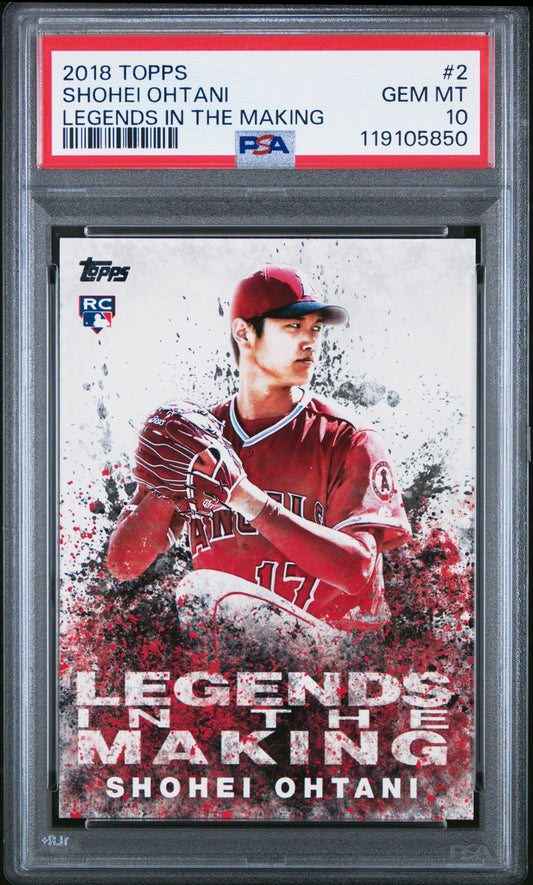 Graded 2018 Topps Update Shohei Ohtani #2 Legends In The Making Rookie RC Baseball Card PSA 10 Gem Mint