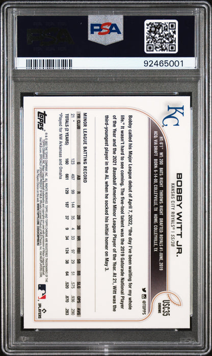 Graded 2022 Topps Chrome Update Bobby Witt Jr. #USC35 Rookie RC Baseball Card PSA 9 Mint
