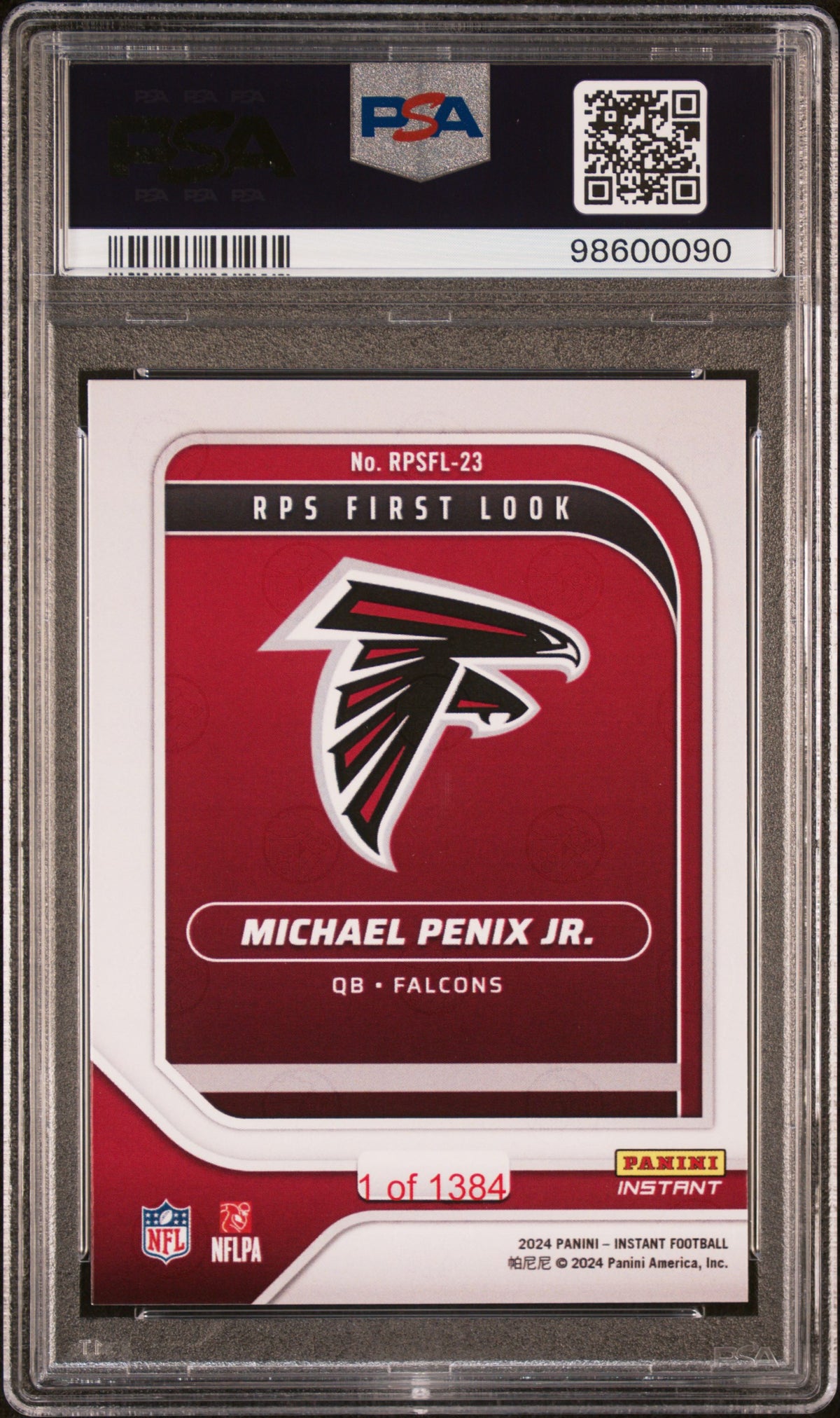 Graded 2024 Panini Instant NFL Michael Penix Jr #RPSFL23 RPS First Look Rookie RC Football Card PSA 8 Near Mint