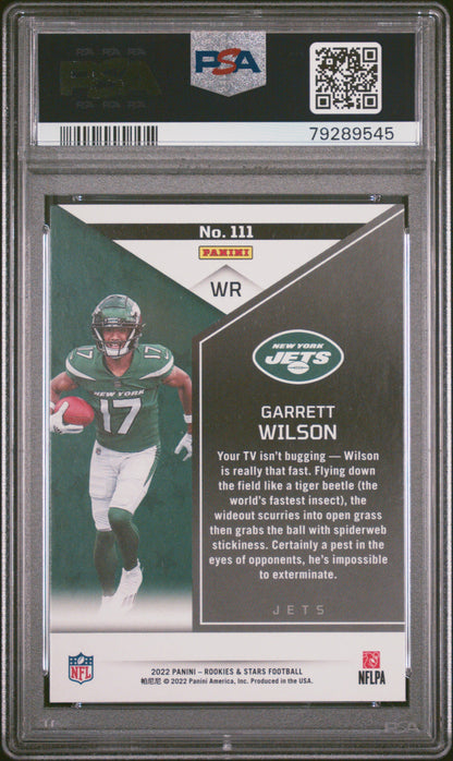 Graded 2022 Panini Rookies & Stars Garrett Wilson #111 Rookie RC Football Card PSA 10 Gem Mint