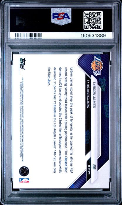Graded 2025 Topps Now LeBron James #58 Basketball Card PSA 10 Gem Mint