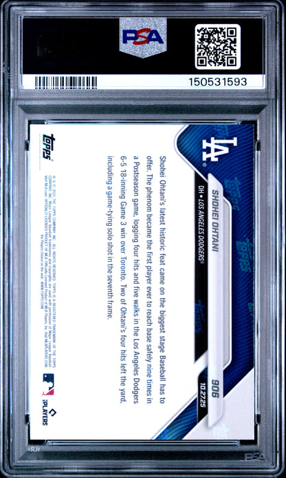 Graded 2025 Topps Now Shohei Ohtani #906 Baseball Card PSA 9 Mint