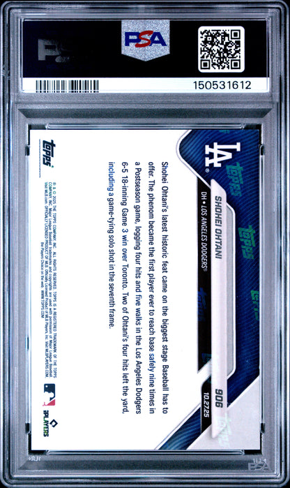Graded 2025 Topps Now Shohei Ohtani #906 Gold Foil /50 Baseball Card PSA 8 Near Mint
