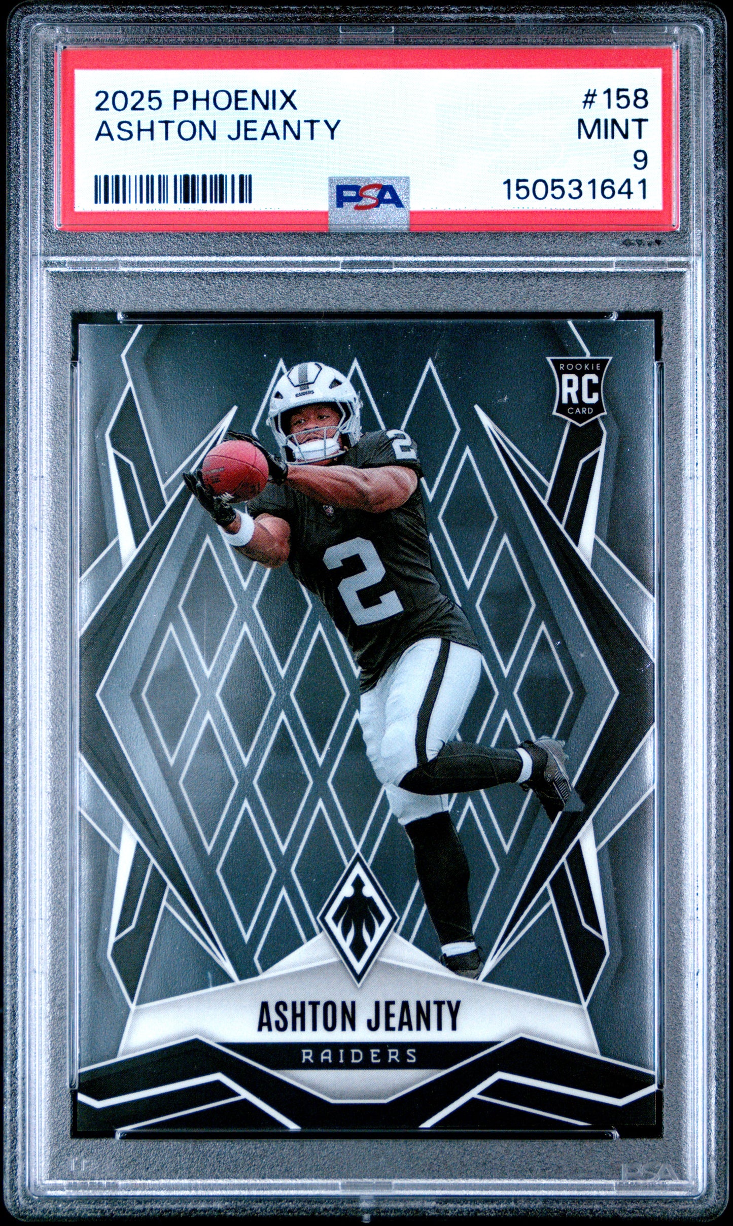 Graded 2025 Panini Phoenix Ashton Jeanty #158 Rookie RC Football Card PSA 9 Mint