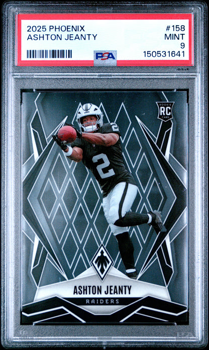 Graded 2025 Panini Phoenix Ashton Jeanty #158 Rookie RC Football Card PSA 9 Mint