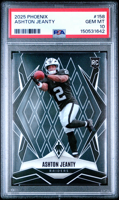 Graded 2025 Panini Phoenix Ashton Jeanty #158 Rookie RC Football Card PSA 10 Gem Mint