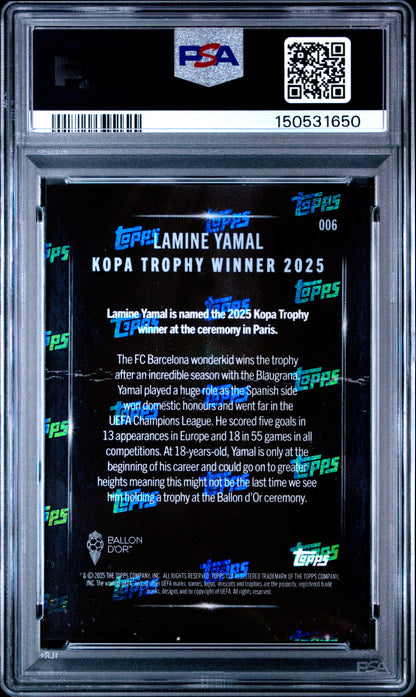 Graded 2025 Topps Now Ballon d'Or Lamine Yamal #6 Soccer Card PSA 4 Very Good