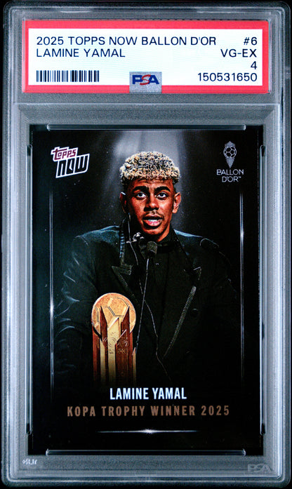 Graded 2025 Topps Now Ballon d'Or Lamine Yamal #6 Soccer Card PSA 4 Very Good