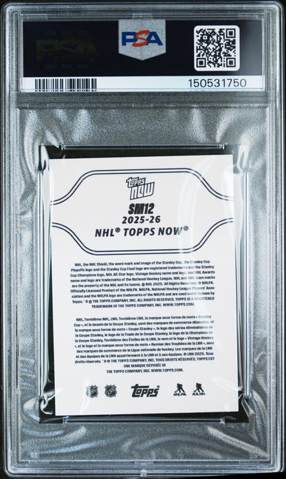 Graded 2025 Topps Now Matthew Schaefer #SM12 Signature Moments Rookie RC Hockey Card PSA 9 Mint