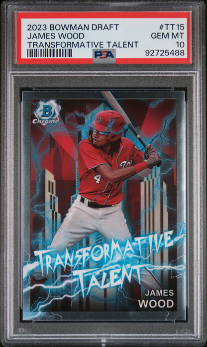 Graded 2023 Topps Bowman Draft James Wood #TT15 Transformative Talent Rookie RC Baseball Card PSA 10 Gem Mint