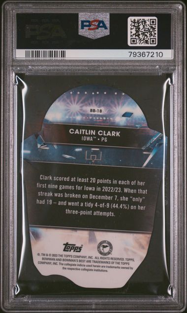 Graded 2022 Bowman Univ Best Caitlin Clark #BB18 Bowman U Buckets Die Cuts Rookie RC Basketball Card PSA 10 Gem Mint