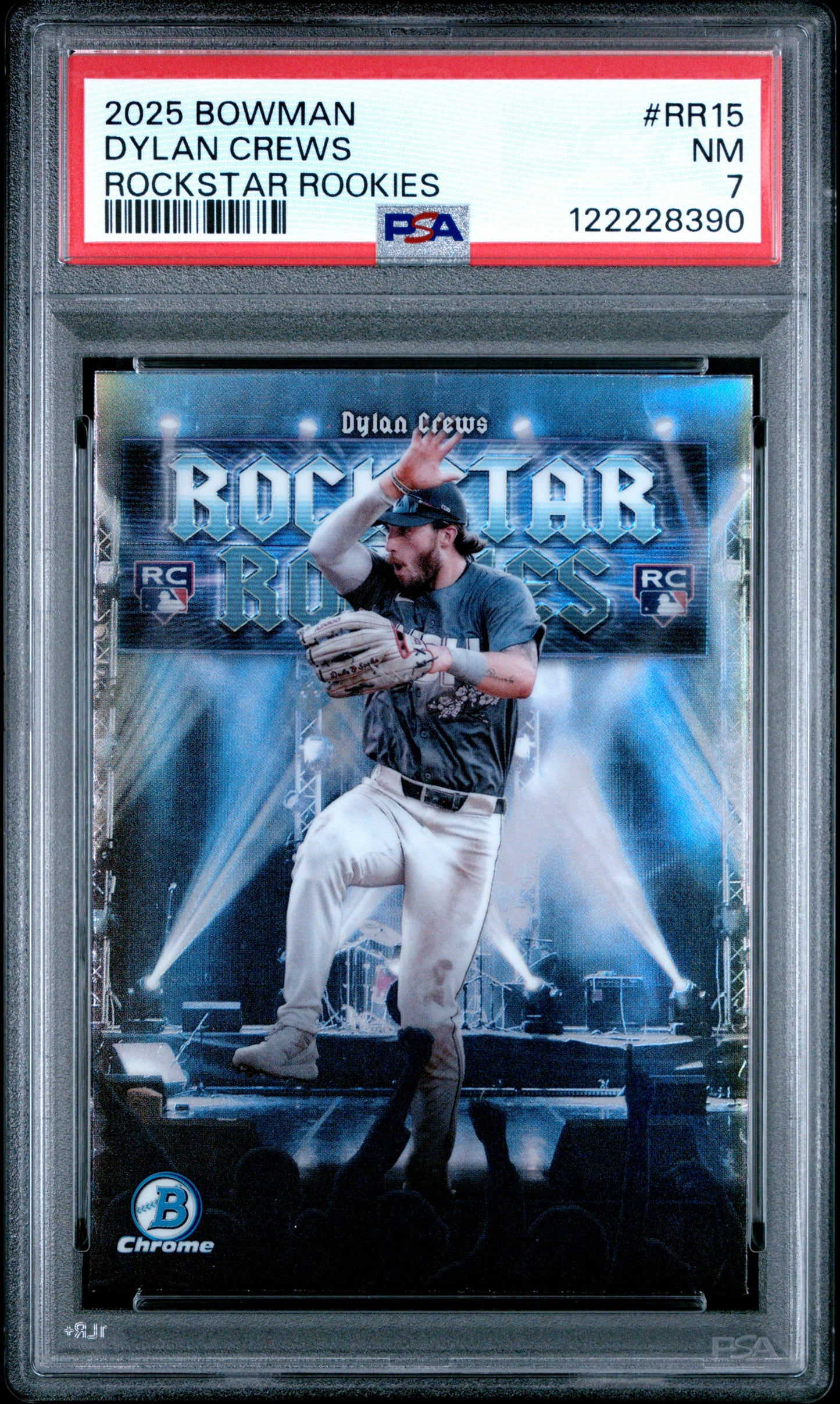 Graded 2025 Topps Bowman Dylan Crews #RR20 Rockstar Rookies Rookie RC Baseball Card PSA 7 Near Mint