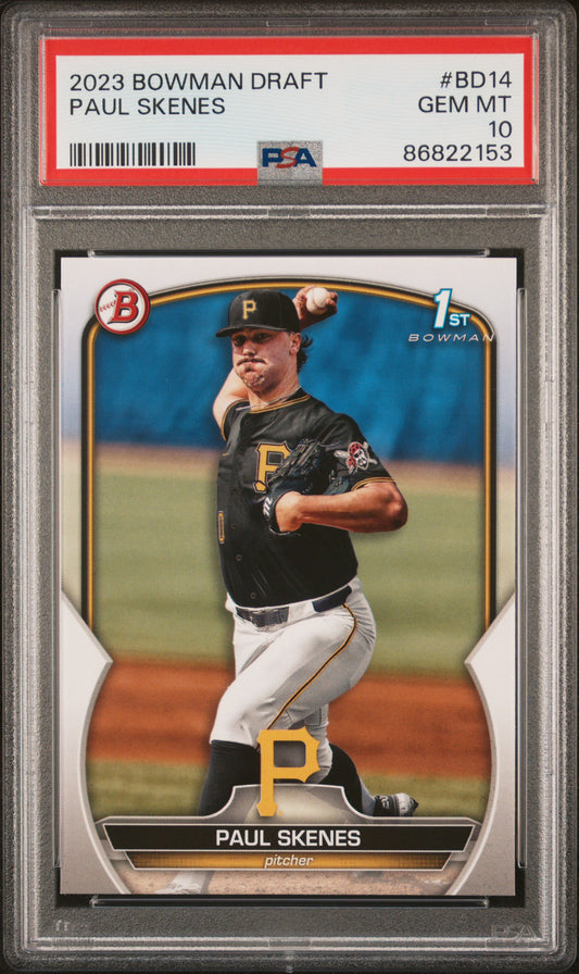 Graded 2023 Topps Bowman Draft Paul Skenes #BD14 Rookie RC Baseball Card PSA 10 Gem Mint