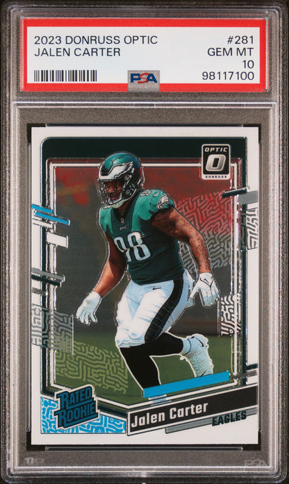 Graded 2023 Panini Donruss Optic Jalen Carter #281 Rookie RC Football Card PSA 10