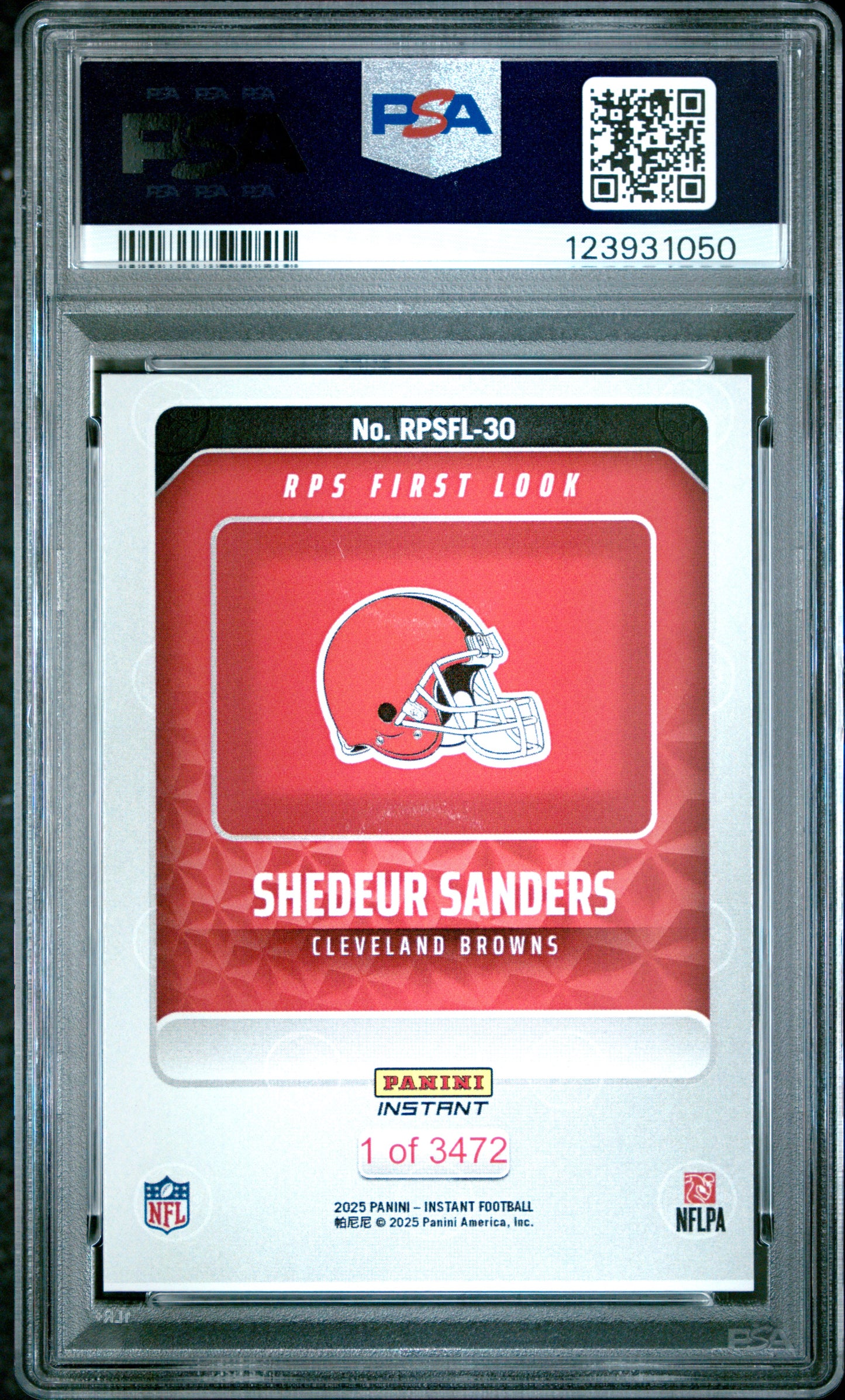 Graded 2025 Panini Instant Shedeur Sanders #RPSFL30 RPS First Look Rookie RC Football Card PSA 8 Near Mint