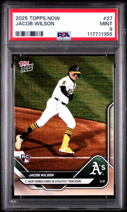 Graded 2025 Topps Now Jacob Wilson #27 Rookie RC Baseball Card PSA 9 Mint