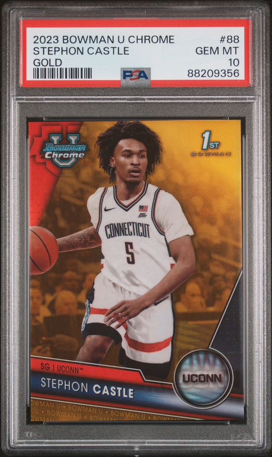 Graded 2023 Topps Bowman U Chrome Stephon Castle #88 Gold #/50 Rookie RC Basketball Card PSA 10 Gem Mint